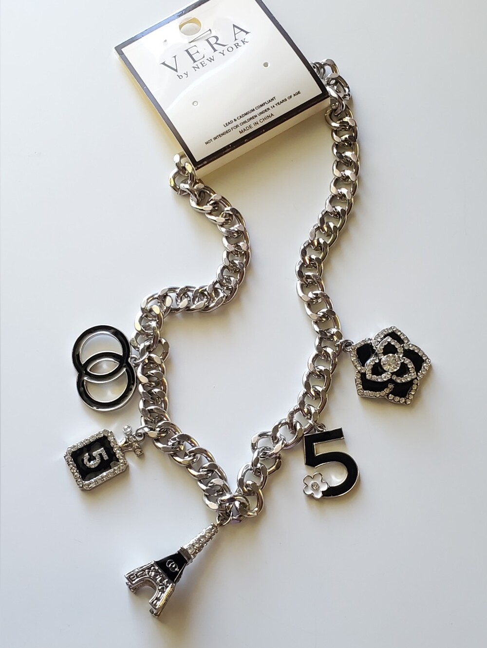VERA by New York Chunky Silver Charm Necklace